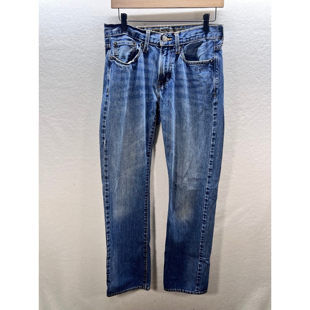 American Eagle Original Straight Jeans Mens 28x34 Medium‎ Wash Blue Denim 3142